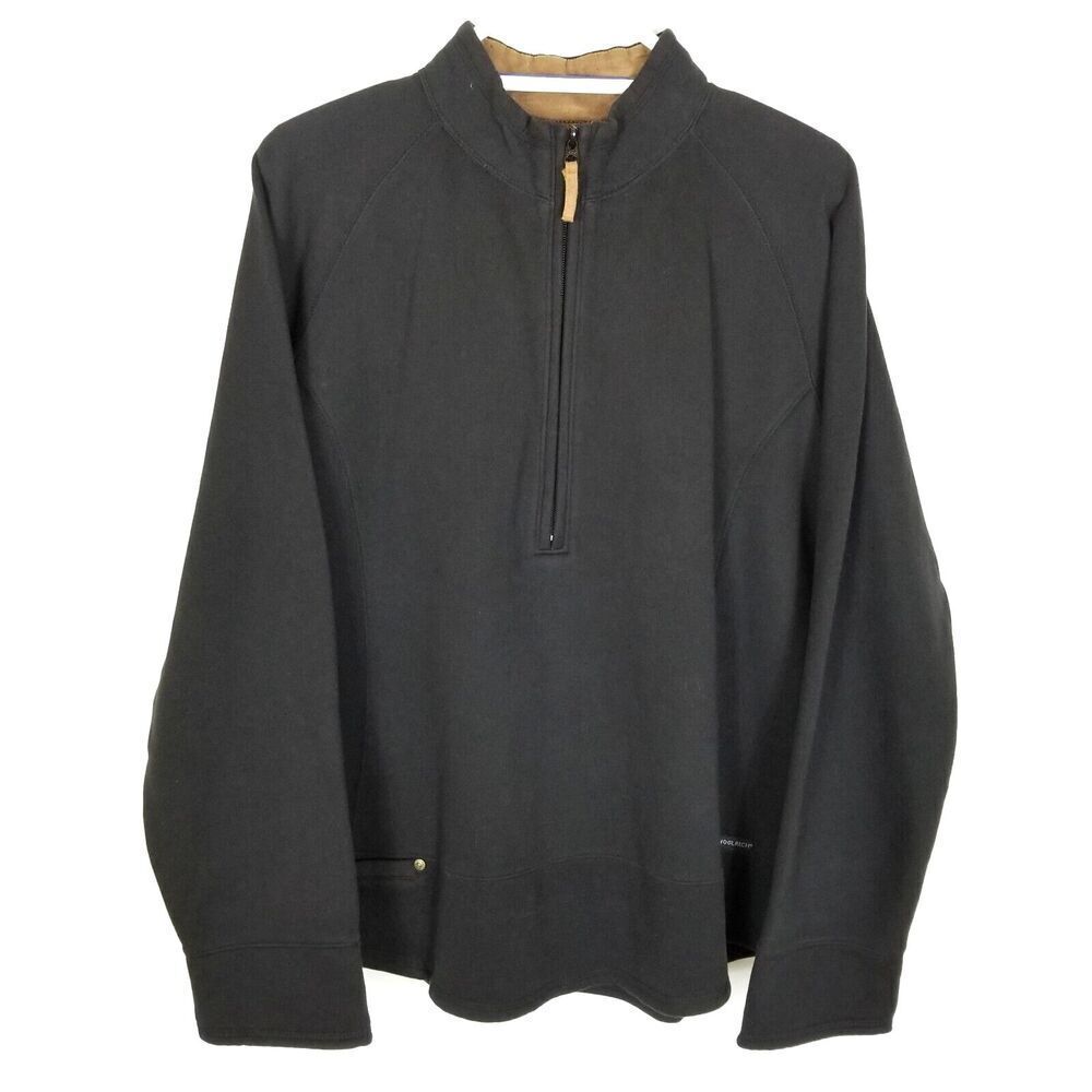 Woolrich Women Highland 1/2 Zip Fleece Sweater Pullover Size L Black